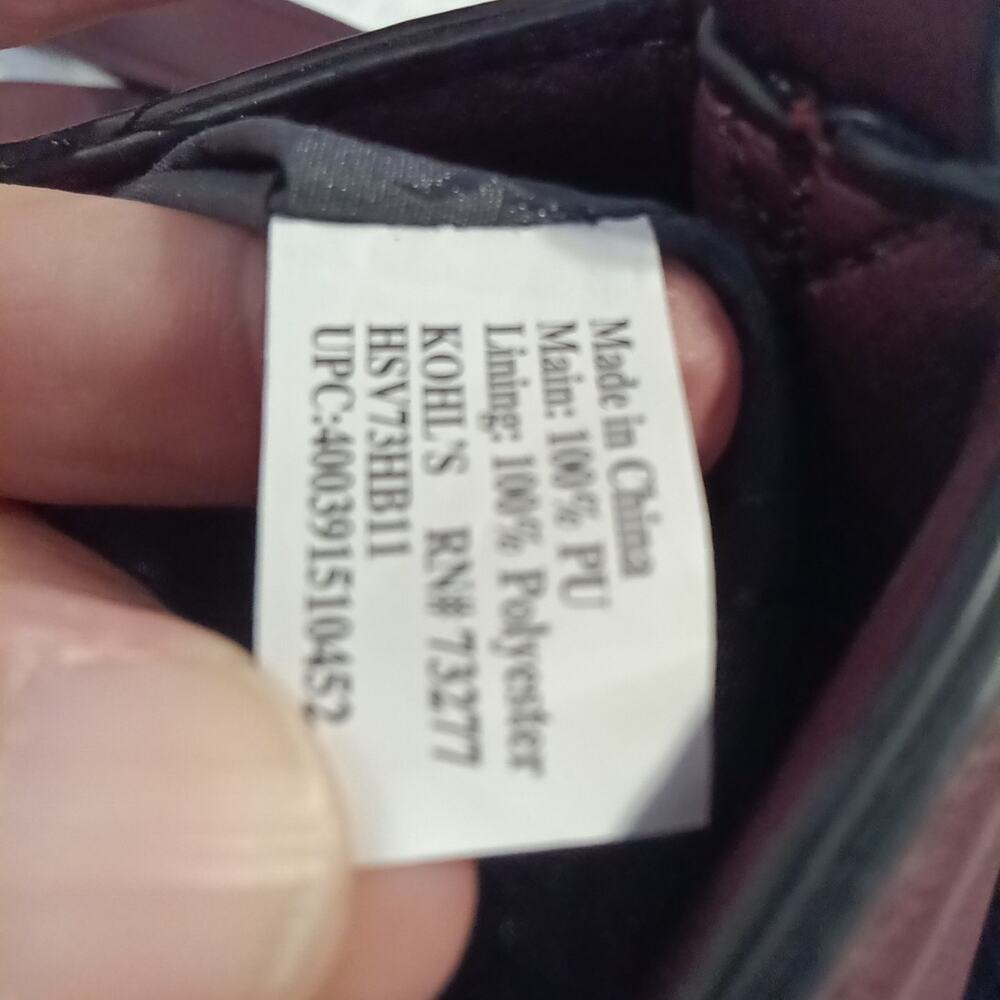 Simply Vera Vera Wang pleated hobo shoulder bag in a maroon or burgundy faux... - Picture 5 of 10